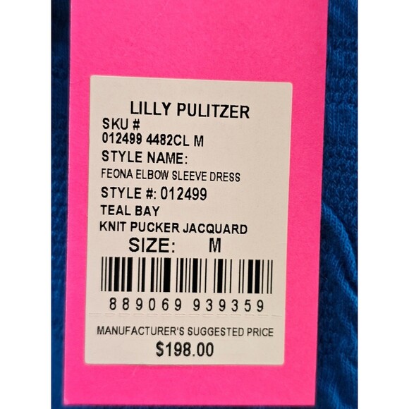 PLK Women's M Lilly Pulitzer Feona Dress Jacquard Puff Sleeve Sheath Back Zip NW - Picture 8 of 11
